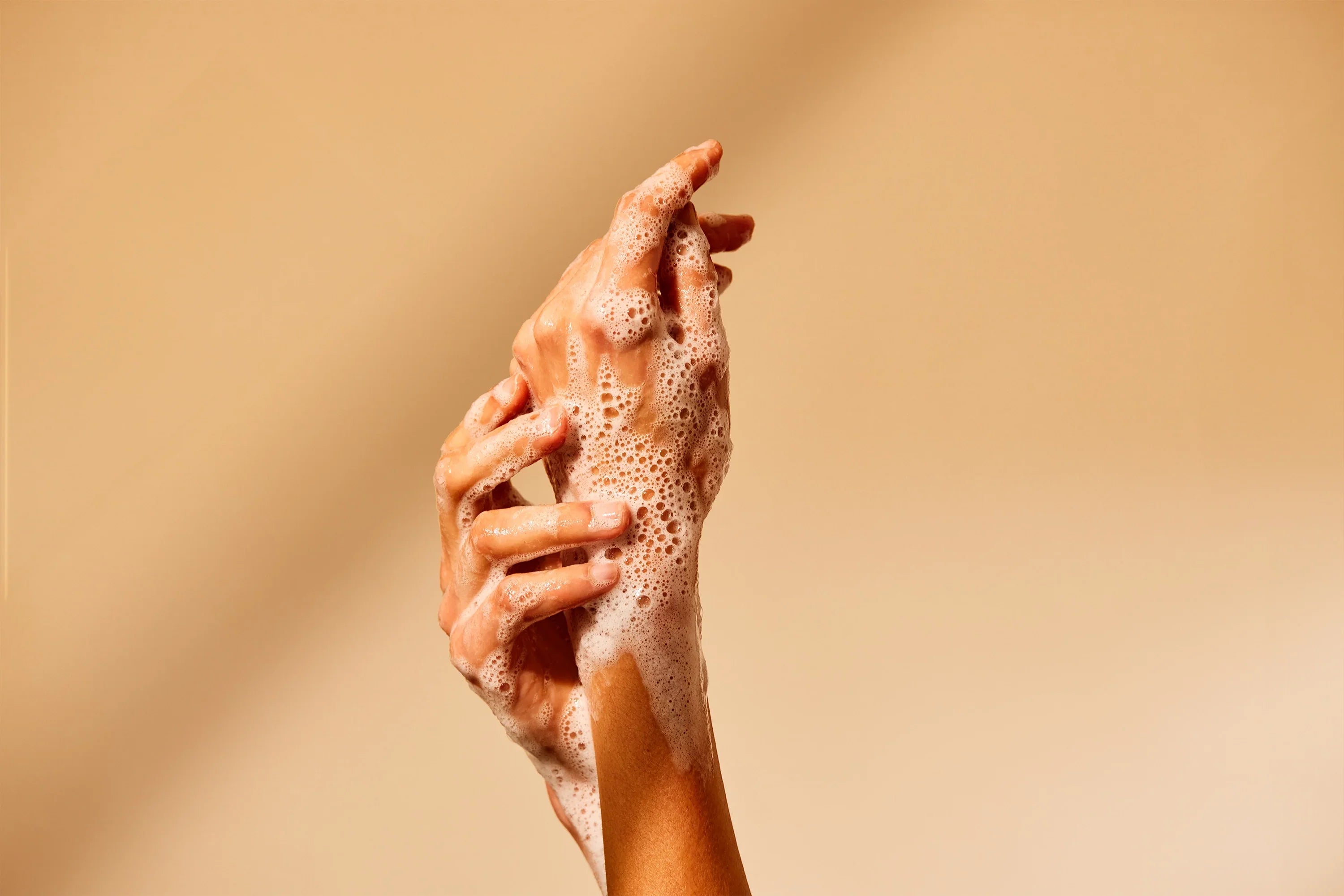 Hand washing with waterless soap