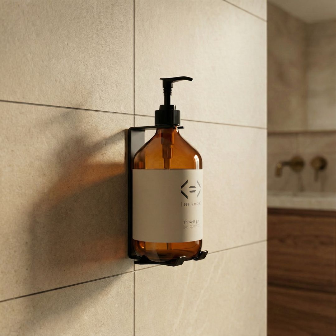 Porte flacon pour bouteille rechargeable sécurisé avec clé dans un hotel de luxe