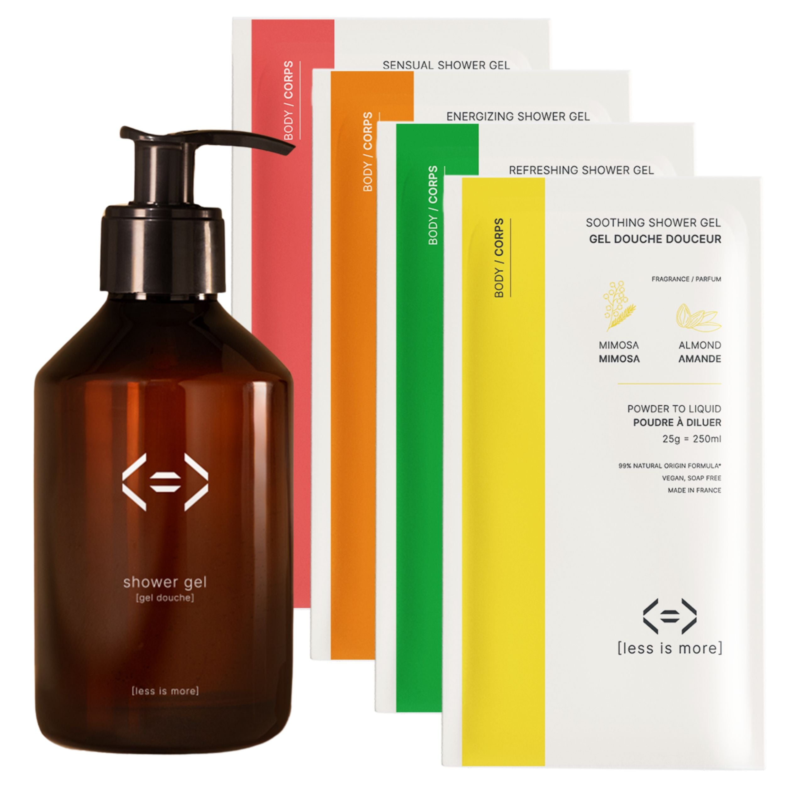 kit découverte - 4 gels douche (avec bouteille rechargeable)