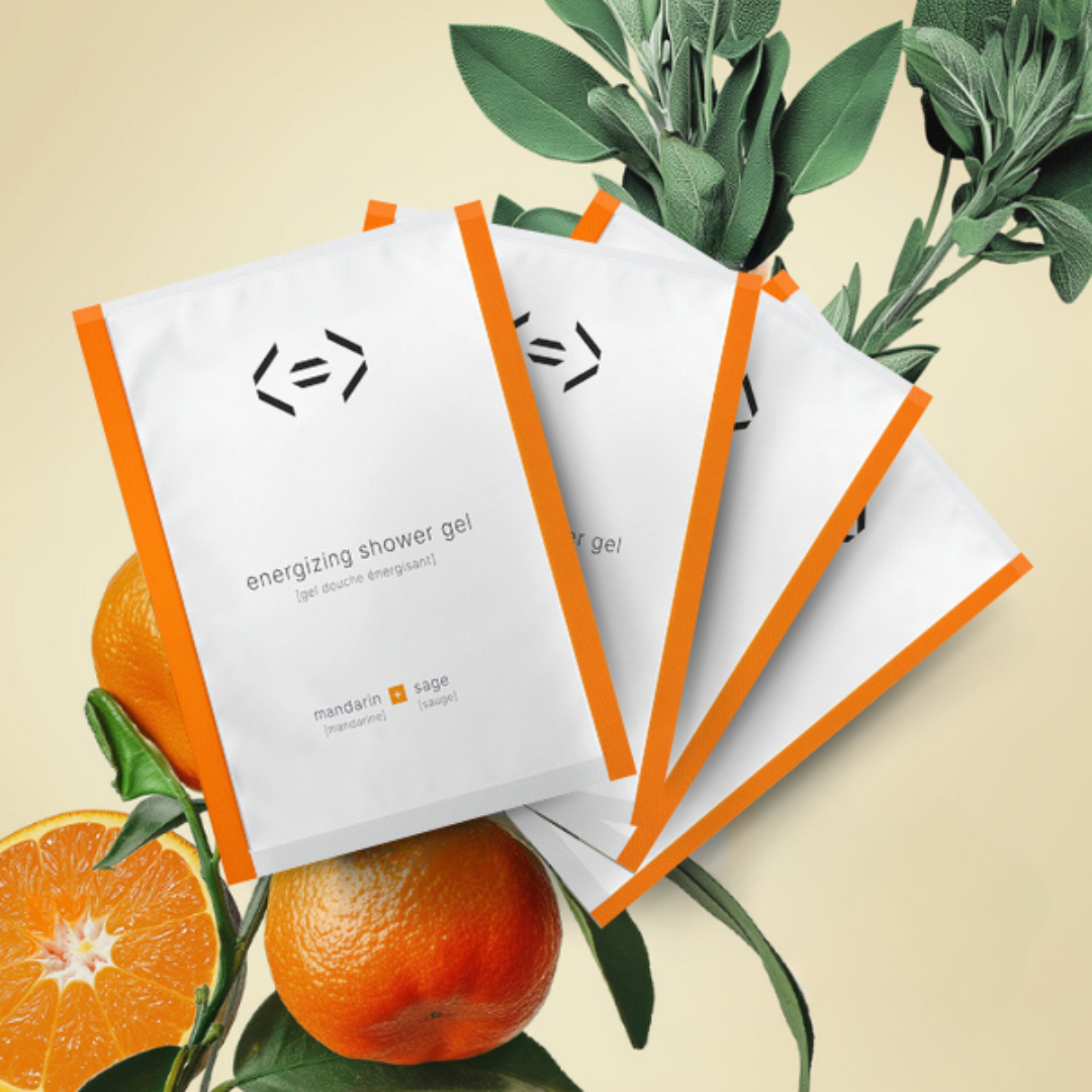 4 refills energizing shower gel [mandarin + sage]