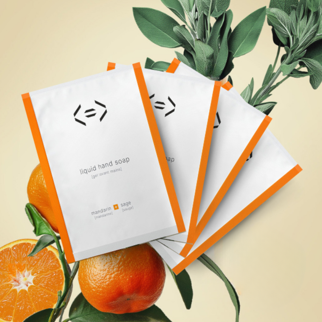 4 refills juicy liquid hand soap [mandarin + sage]