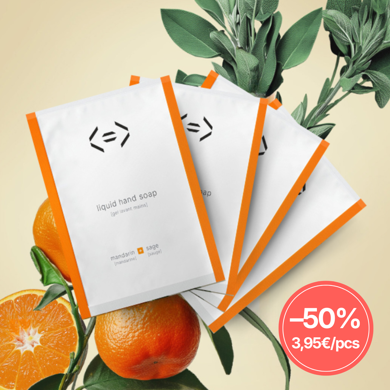 4 Nachfüllpackungen liquid hand soap [Mandarine + Salbei]