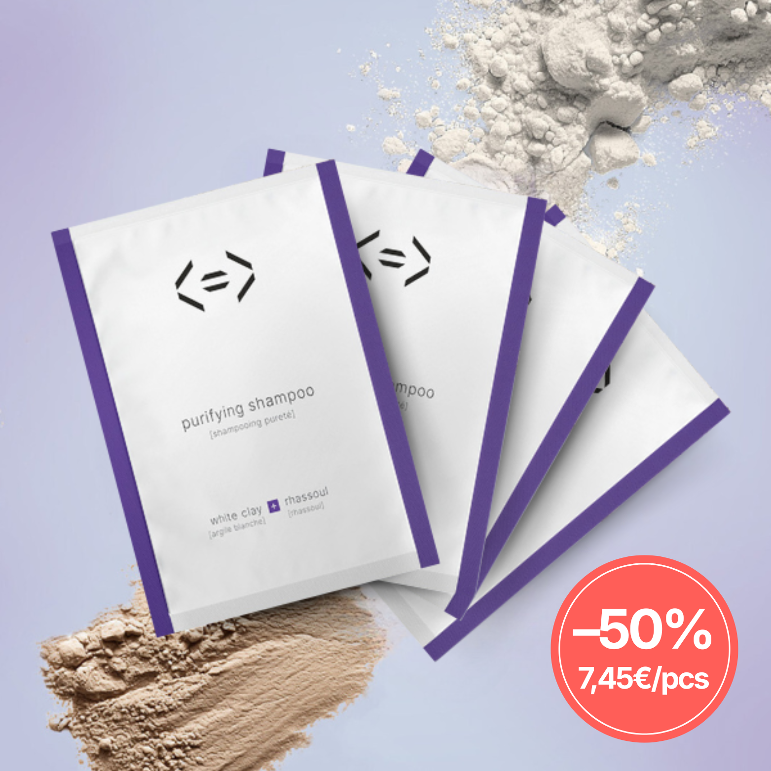 4 refills purifying shampoo [white clay + rhassoul]