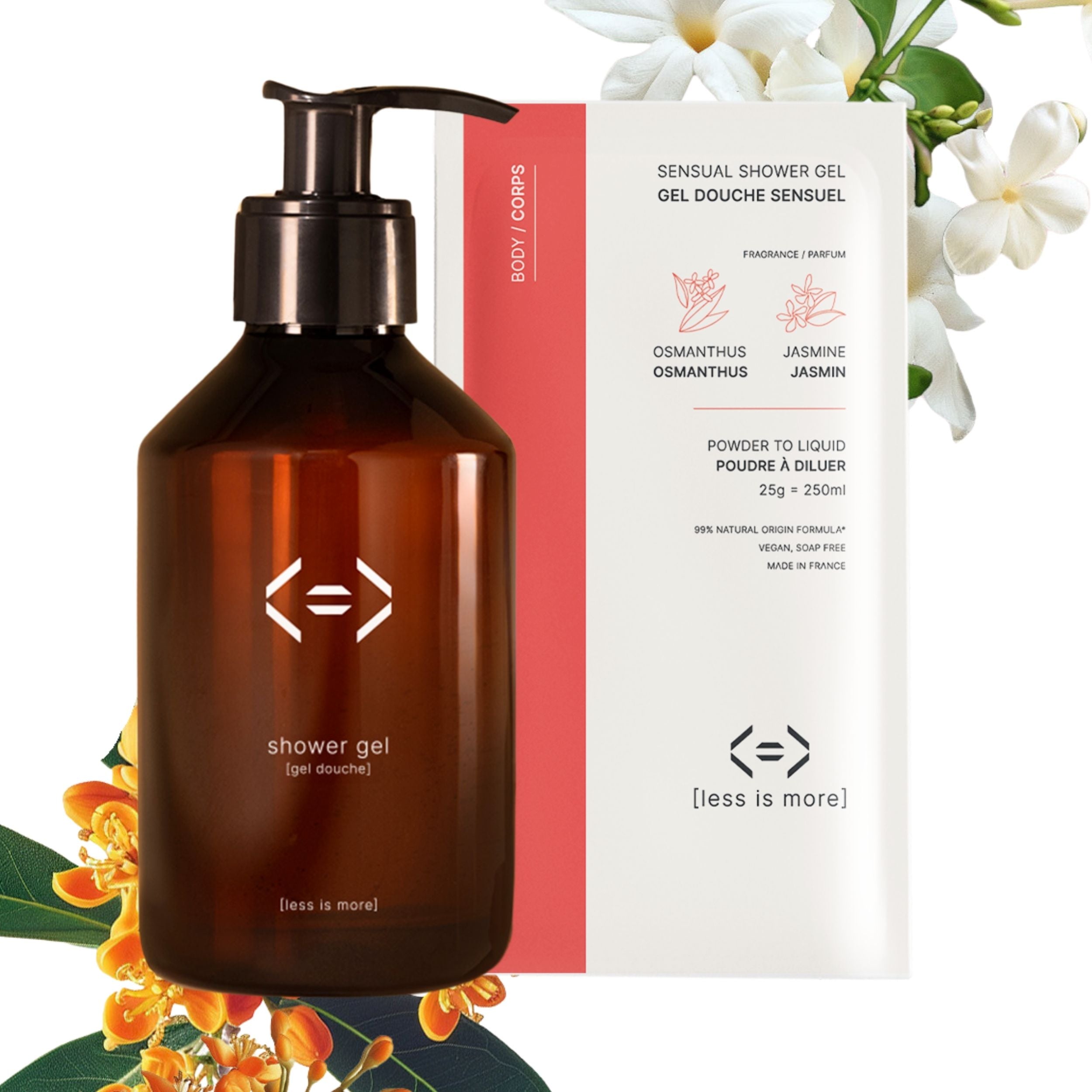 kit sensual shower gel + refillable shower gel bottle