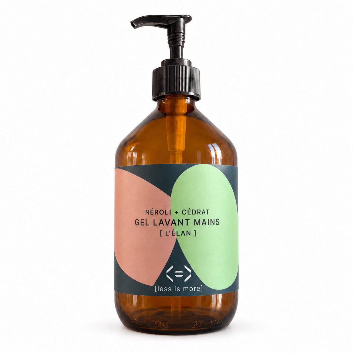 Bouteille en verre 500 ml gel lavant mains Chromessence néroli + cédrat, l'élan, less is more