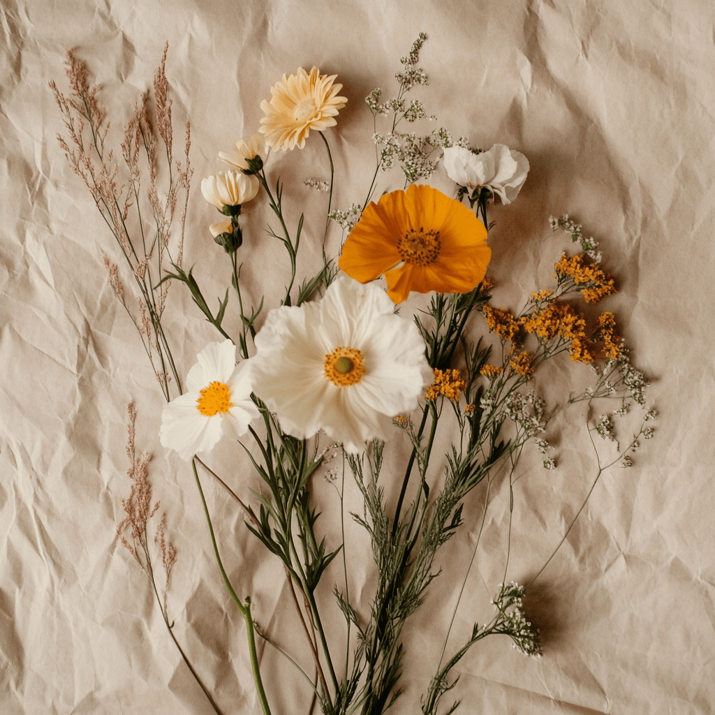 fleurs sur fond de papier